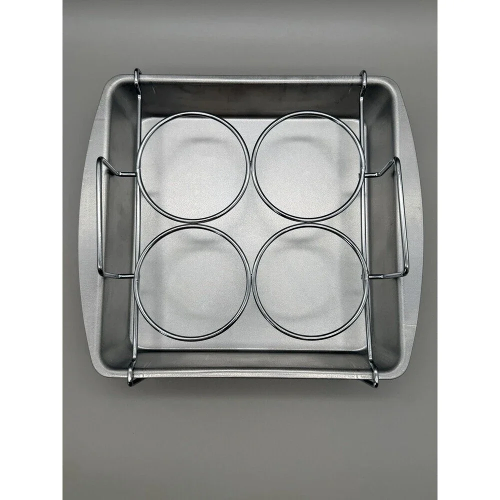 VTG 2005 Williams Sonoma Creme Brulee Baking Pan Set Chrome Water Bath Rack